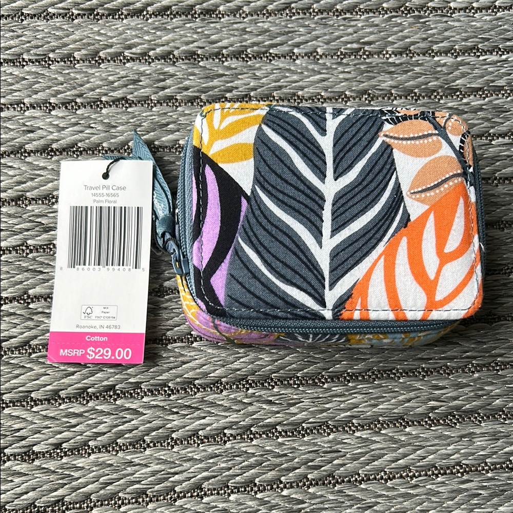 Colorful Vera Bradley Leaf Pattern Travel Pill Case